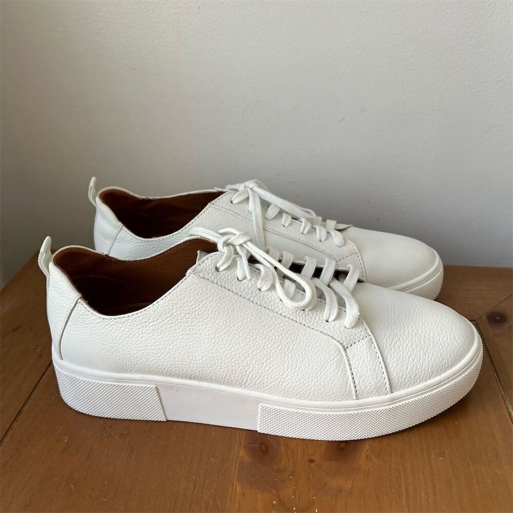 Sole Society Women's White Leather Lace-Up Low-Top Sneakers Size 9M - Picture 3 of 10